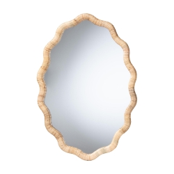 bali & pari Rasida Scalloped Natural Rattan Wall Mirror, Oval